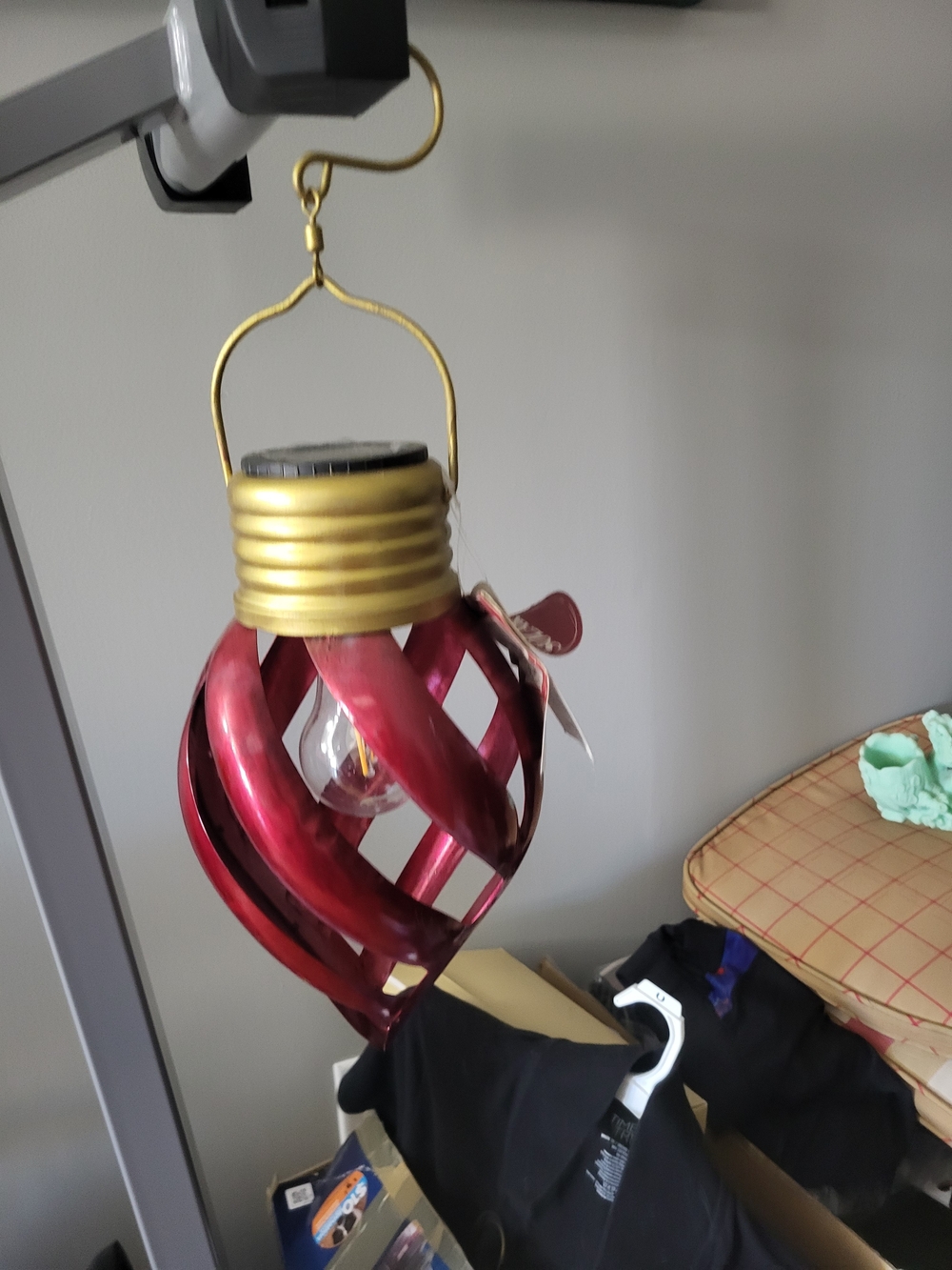 Metal Hanging Lantern - Red and Gold Decorative Accent